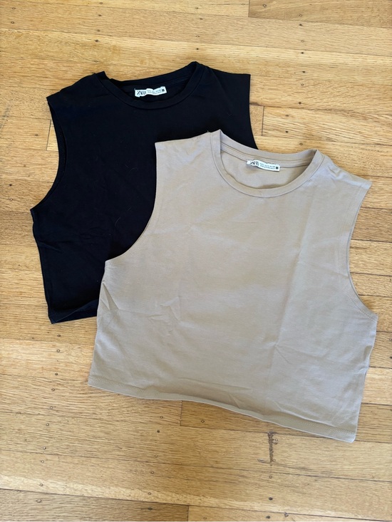 Zara Tops - Zara Crewneck Tank Pair - Black & Taupe